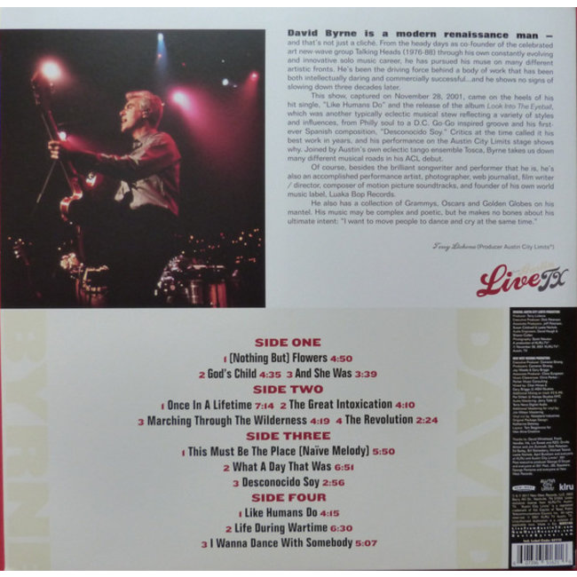 David Byrne Live From Austin TX ( 180g vinyl 2LP )
