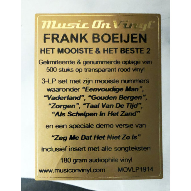Frank Boeijen Het Mooiste & Het Beste ( 2 ) ( 180g colour vinyl 3LP )