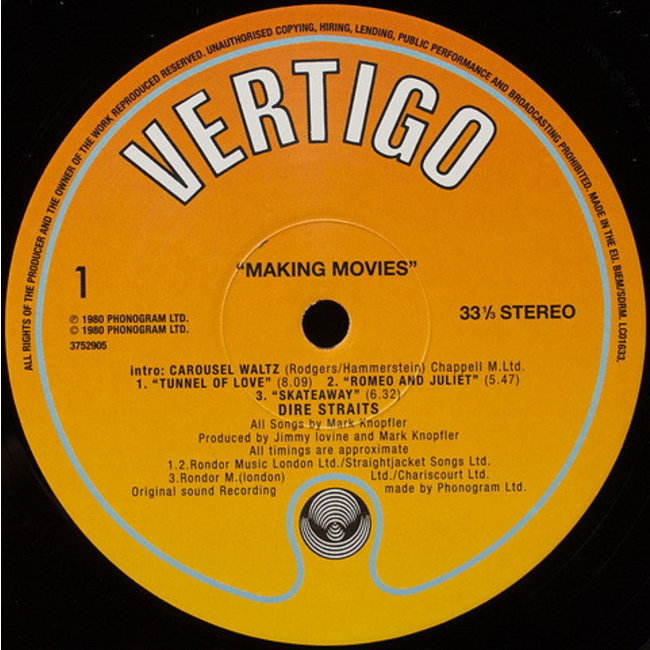 Dire Straits/Mark Knopfler Making Movies ( 180g vinyl LP )