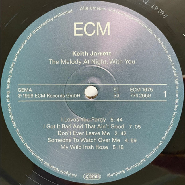 Keith Jarrett Melody At Night, With You ( 180g HQ vinyl LP )