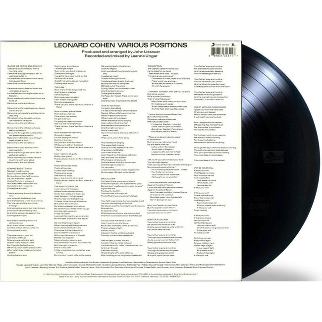 Leonard Cohen Various Positions = 180g vinyl =