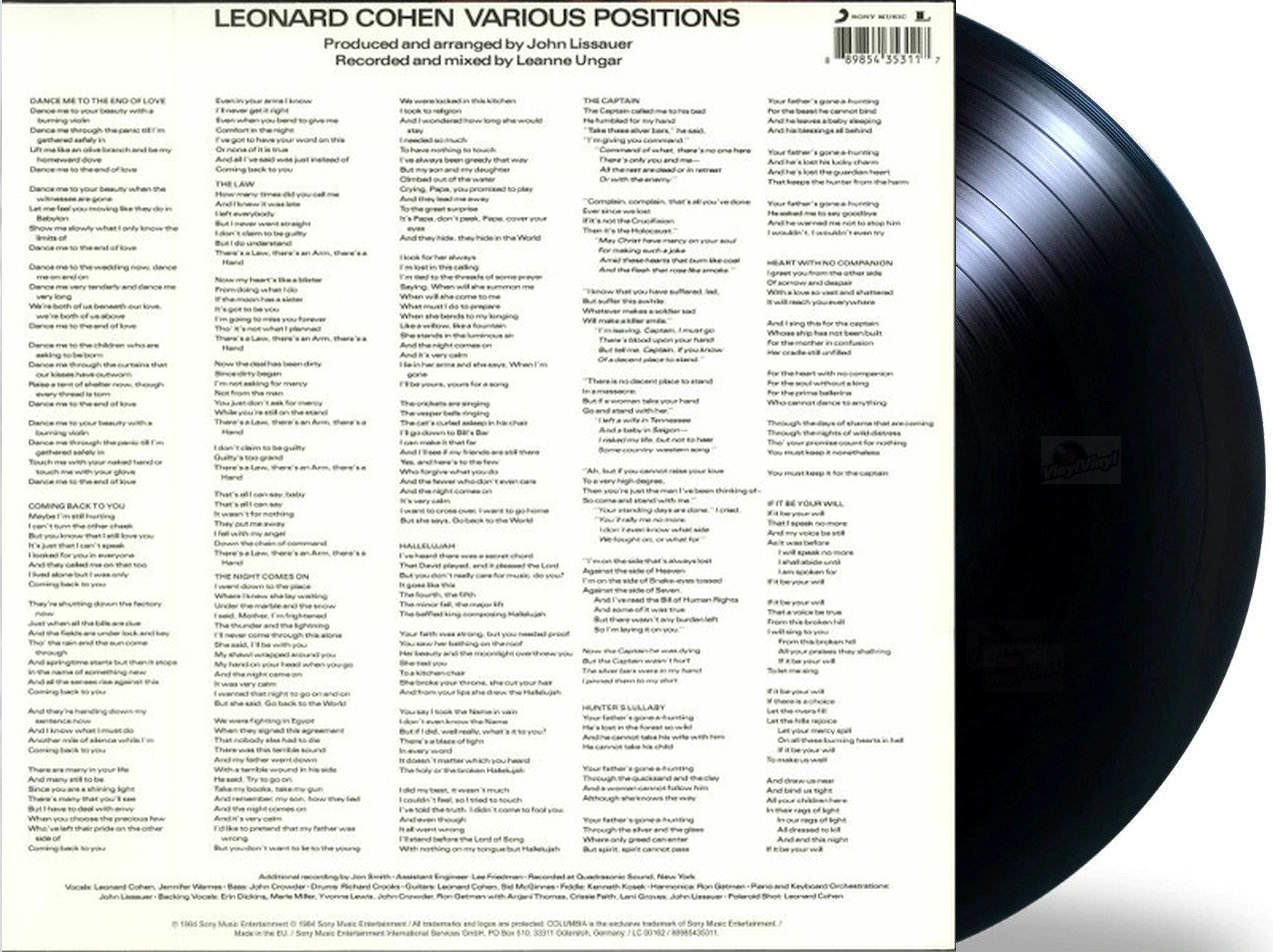 Leonard Cohen Various Positions 180g Vinyl Vinylvinyl 