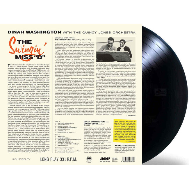 Dinah Washington Swinin Miss D (with  The Quincy Jones  Ochestra) ( 180g vinyl LP )