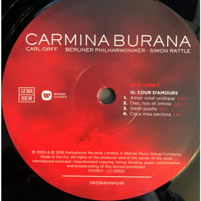 Carl Orff Carmina Burana (Sir Simon Rattle, Berliner Philharmoniker ) ( 2LP )