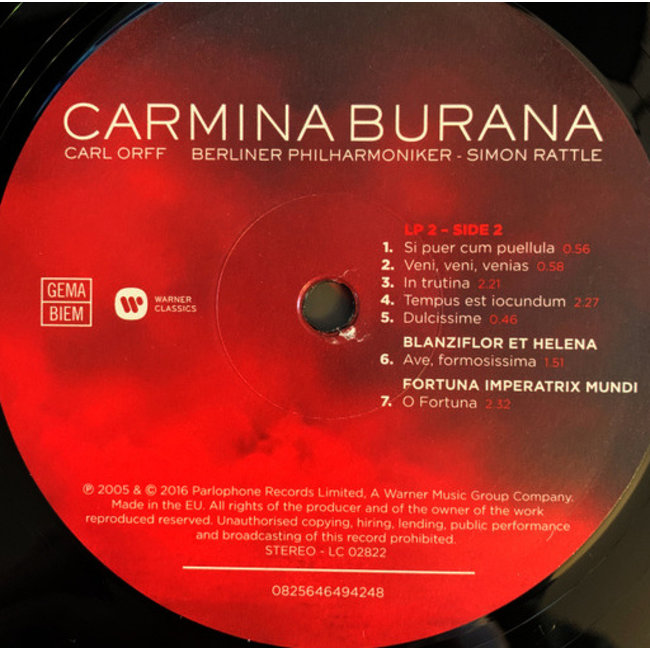 Carl Orff Carmina Burana (Sir Simon Rattle, Berliner Philharmoniker ) ( 2LP )