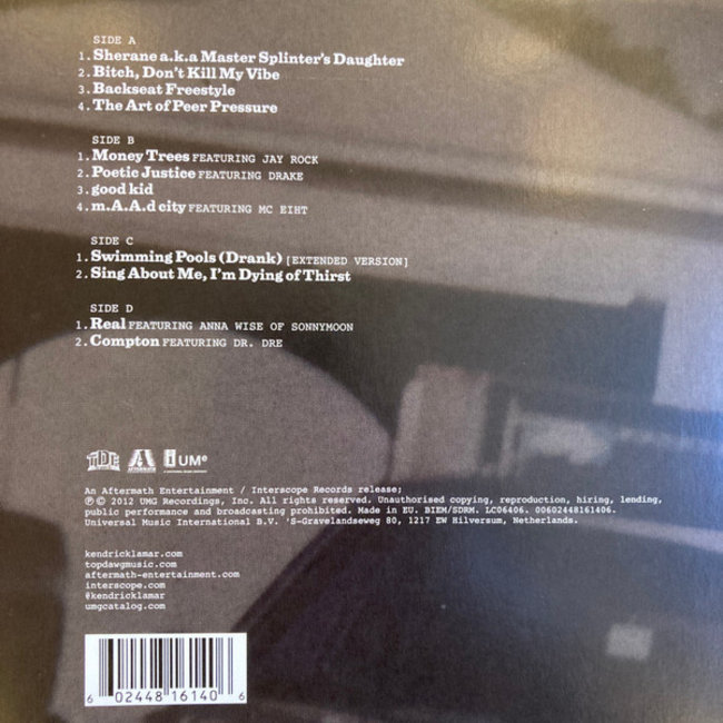 Kendrick Lamar Good Kid, M.A.A.D. City ( 10th anni ) ( 180g vinyl 2LP )