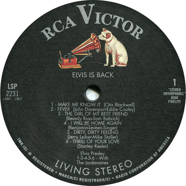 Elvis Presley Elvis Is Back! ( With The Jordanaires ) ( reissue HQ 180g vinyl )