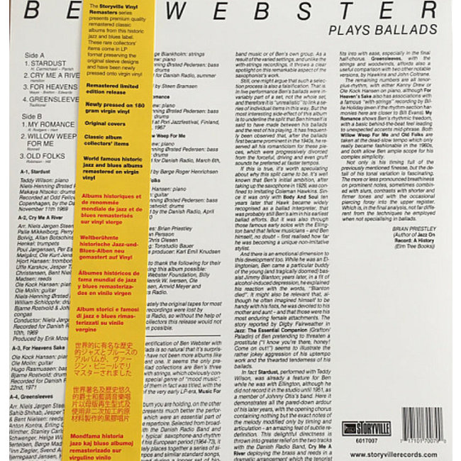 Ben Webster Plays Ballads ( HQ vinyl LP )