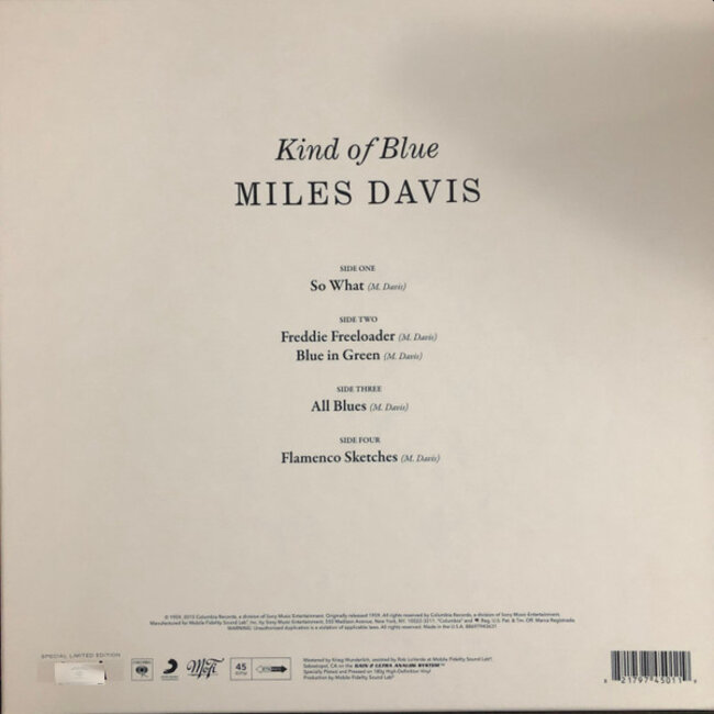 Miles Davis - Kind of Blue ( MOFI ) (180g vinyl 45rpm 2LP )