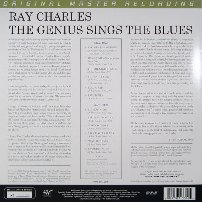 Ray Charles Genius Sings the Blues ( HQ vinyl LP )