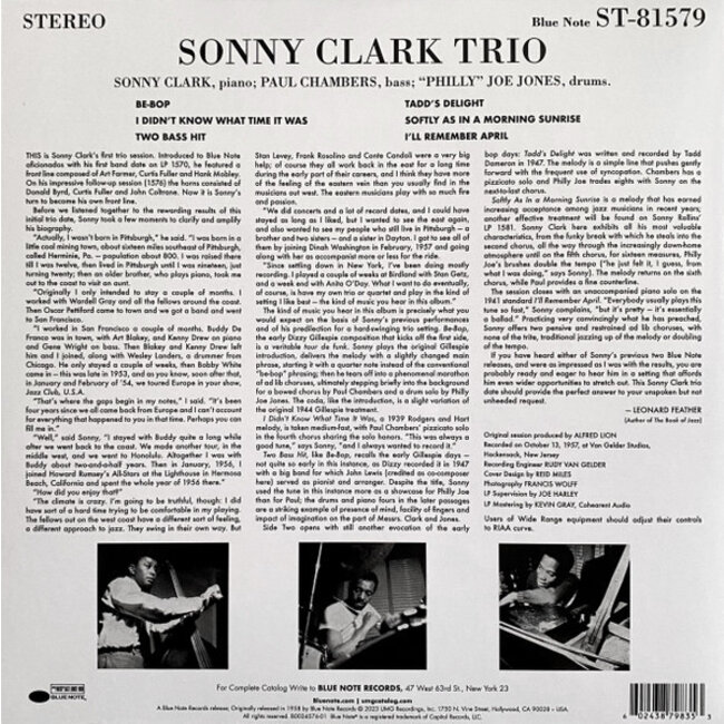 Sonny Clark Trio ( HQ vinyl LP ) ( Blue Note's Tone Poets Series )