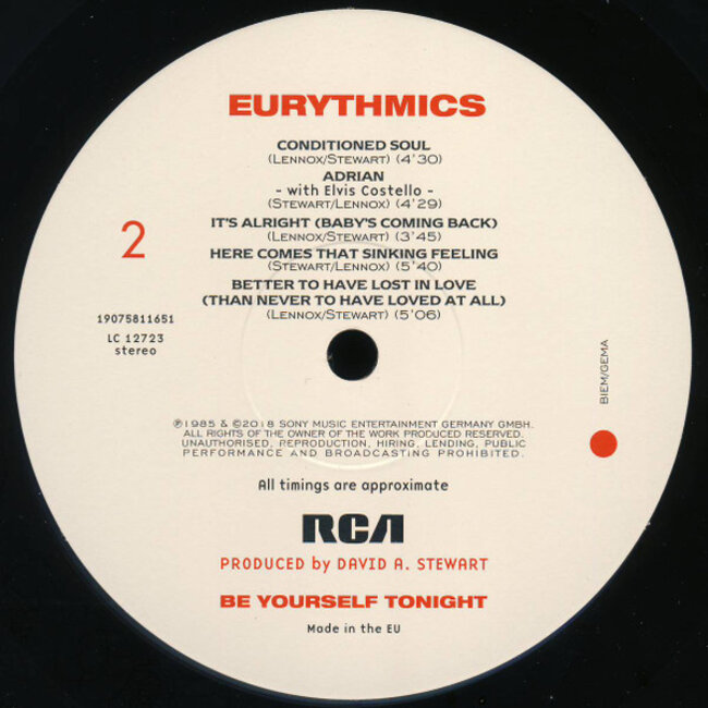 Eurythmics / Annie Lennox Be Yourself Tonight ( 180g vinyl LP )