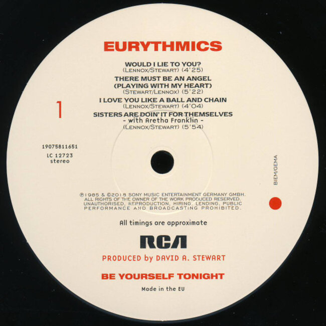 Eurythmics / Annie Lennox Be Yourself Tonight ( 180g vinyl LP )