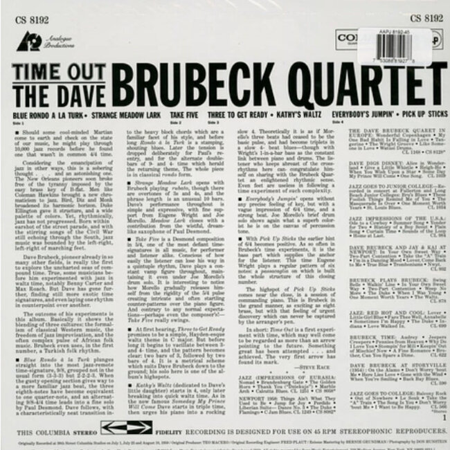 Dave Brubeck /Quartet  Time Out ( HQ 200g vinyl 45rpm 2LP )