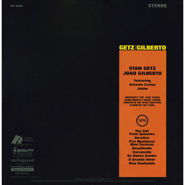 Stan Getz Getz / Gilberto ( 45rpm HQ Vinyl 2LP)