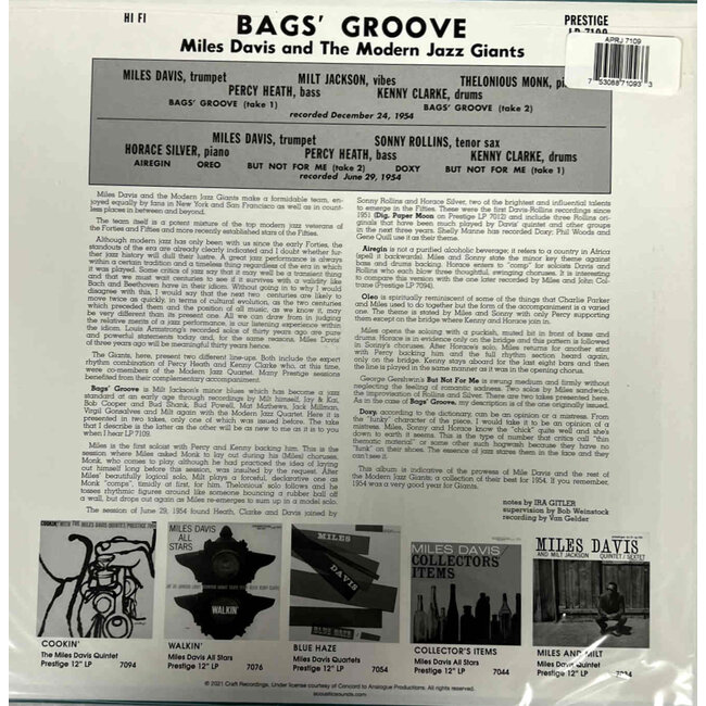 Miles Davis Bags Groove (   HQ 180g vinyl LP )
