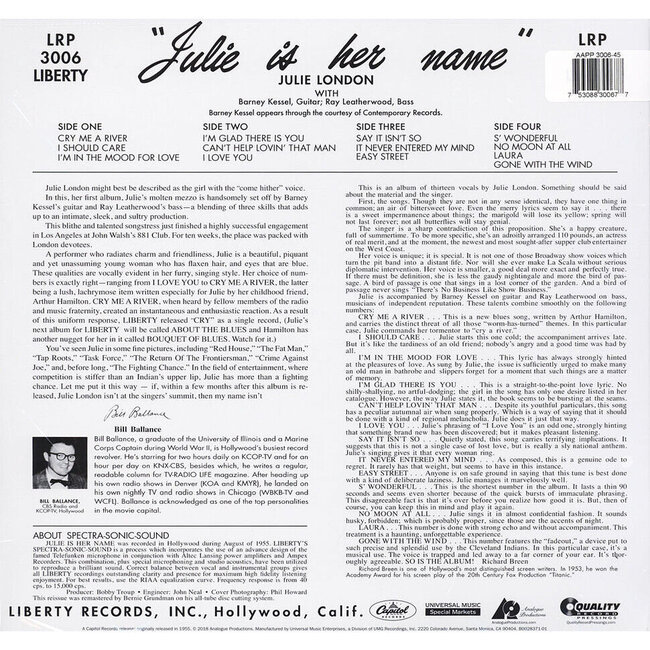 Julie London Julie Is Her Name ( HQ vinyl 2LP 45rpm )