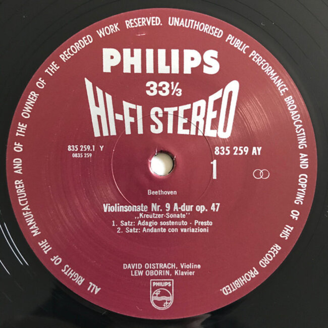 Beethoven, L Van Violin Sonatas no 5&9 ( David Oistrach, Lev Oborin) HQ vinyl
