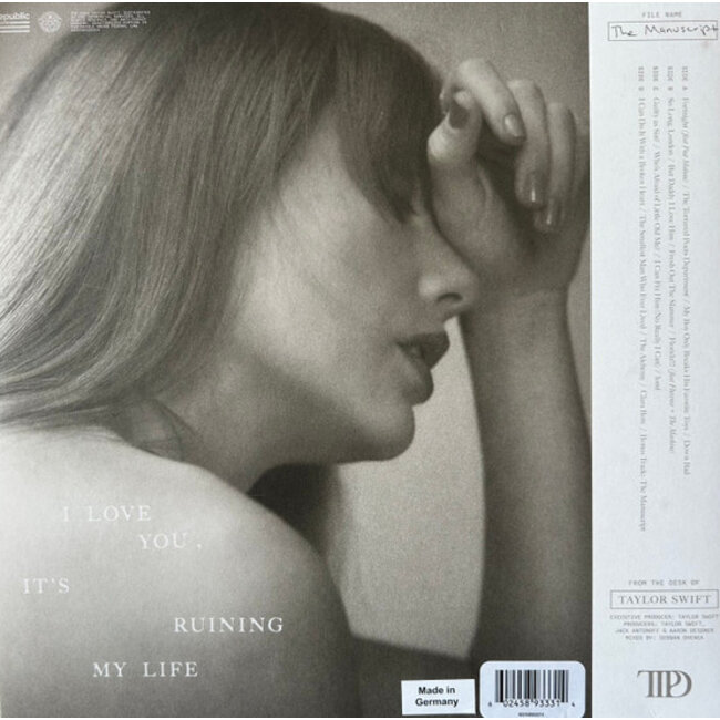 Taylor Swift Tortured Poets Department ( ghost white vinyl 2LP )