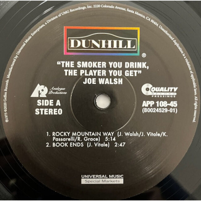 Joe Walsh Smoker You Drink, the Player You Get ( HQ/45rpm/2LP)
