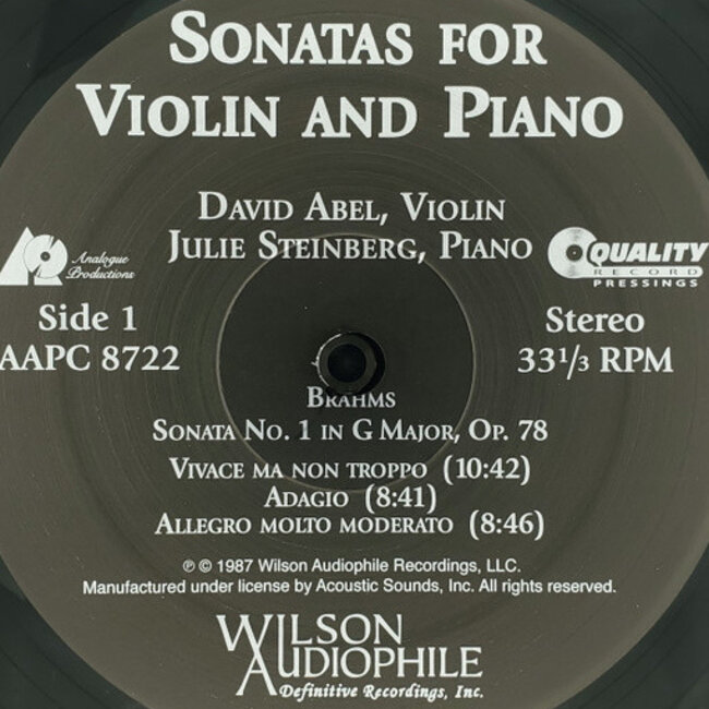 David Abel & Julie Steinberg Sonatas For Violin & Piano (Debussy/Brahms/Bartok )(HQ vinyl)
