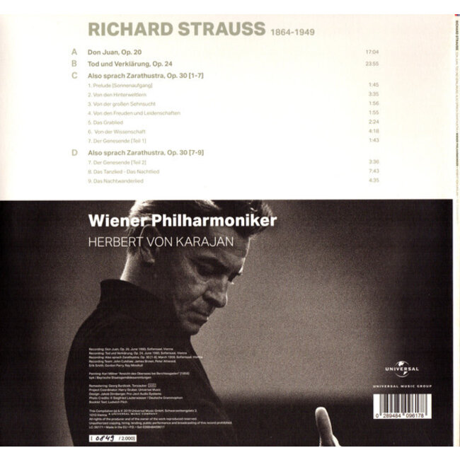 Herbert von Karajan/Wiener Philharmonker Also Sprach Zarathustra / Don Juan / Tod Und Verklarung( R. Strauss)( HQ 180g vinyl 2LP )
