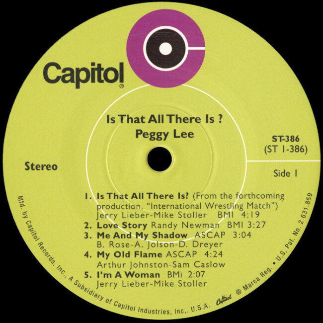 Peggy Lee Is That All There is? ( HQ 180g vinyl LP )