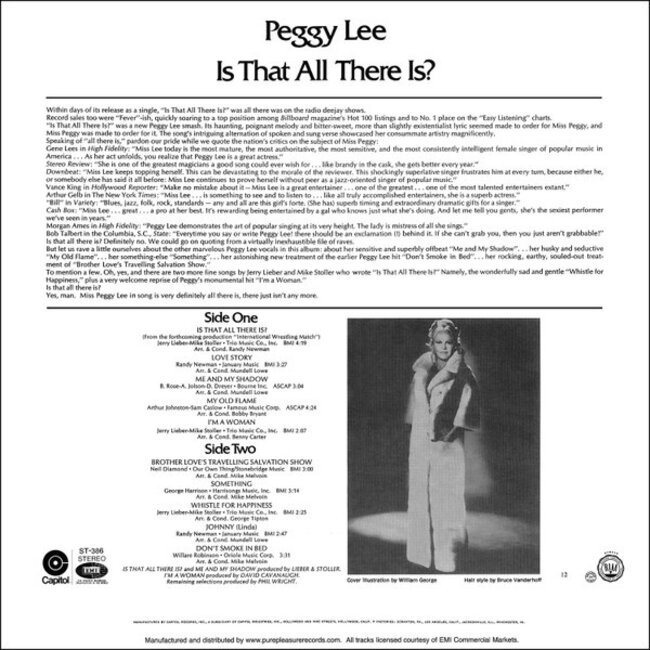 Peggy Lee Is That All There is? ( HQ 180g vinyl LP )