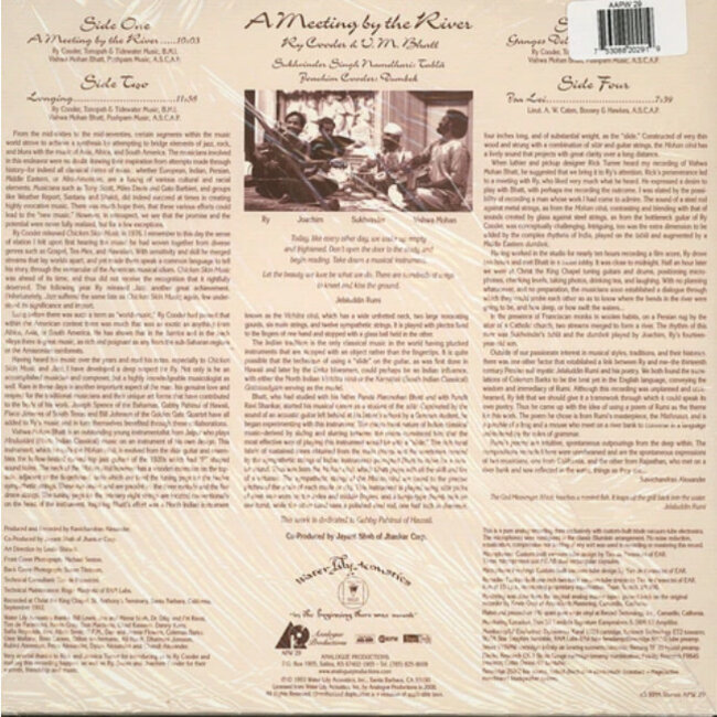 Ry Cooder A Meeting by the River (with W.M Bhatt) ( 45rpm HQ 180g vinyl 2LP )