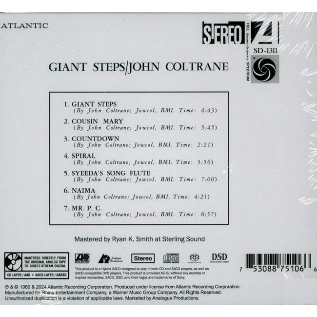 John Coltrane Giant Steps ( 180g vinyl  45rpm 2LP)   ( Atlantic 75 Audiophile Series )