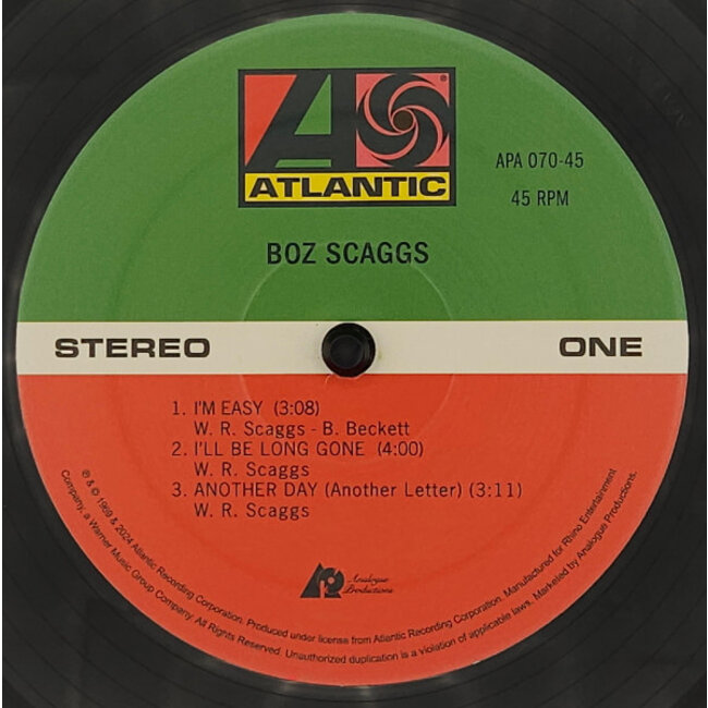 Boz Scaggs Boz Scaggs ( HQ 45rpm vinyl 2LP )( Atlantic 75 Series)