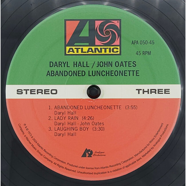 Hall and Oates bandoned Luncheonette ( 45rpm/HQ vinyl/2LP )( Atlantic 75 Series) - Copy