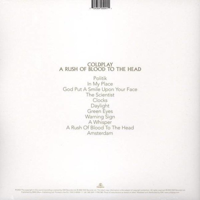 Coldplay A Rush of Blood to the Head ( vinyl LP  )