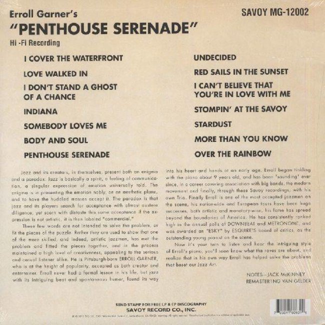 Erroll Garner Penthouse Serenade  (vinyl LP )
