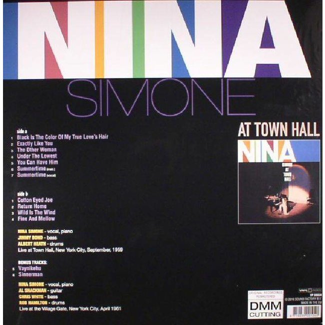 Nina Simone At Town Hall + bonus tr. Sinnerman ( DMM 180g vinyl LP)