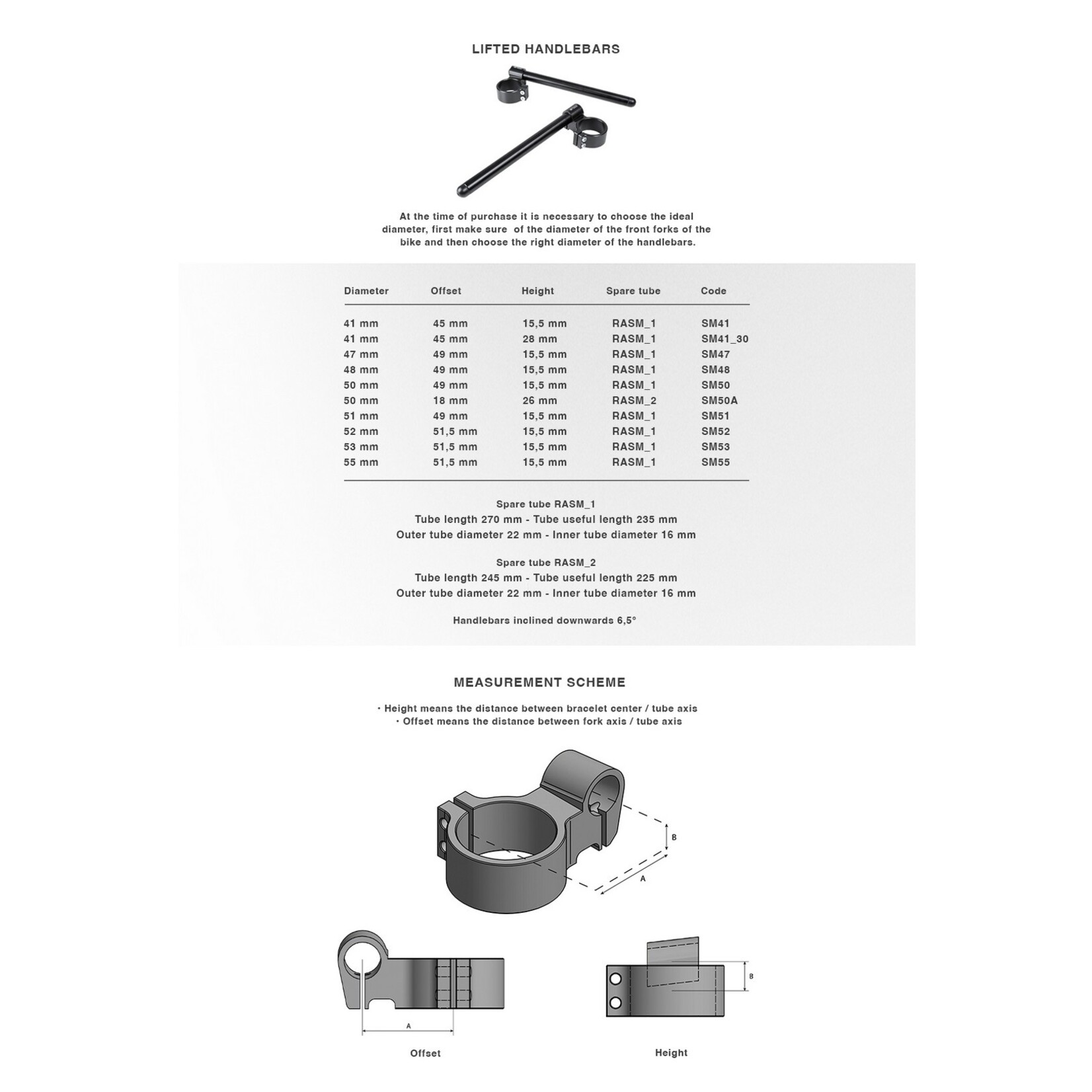 Bonamici Racing Clip-ons diameter 50mm verhoogd