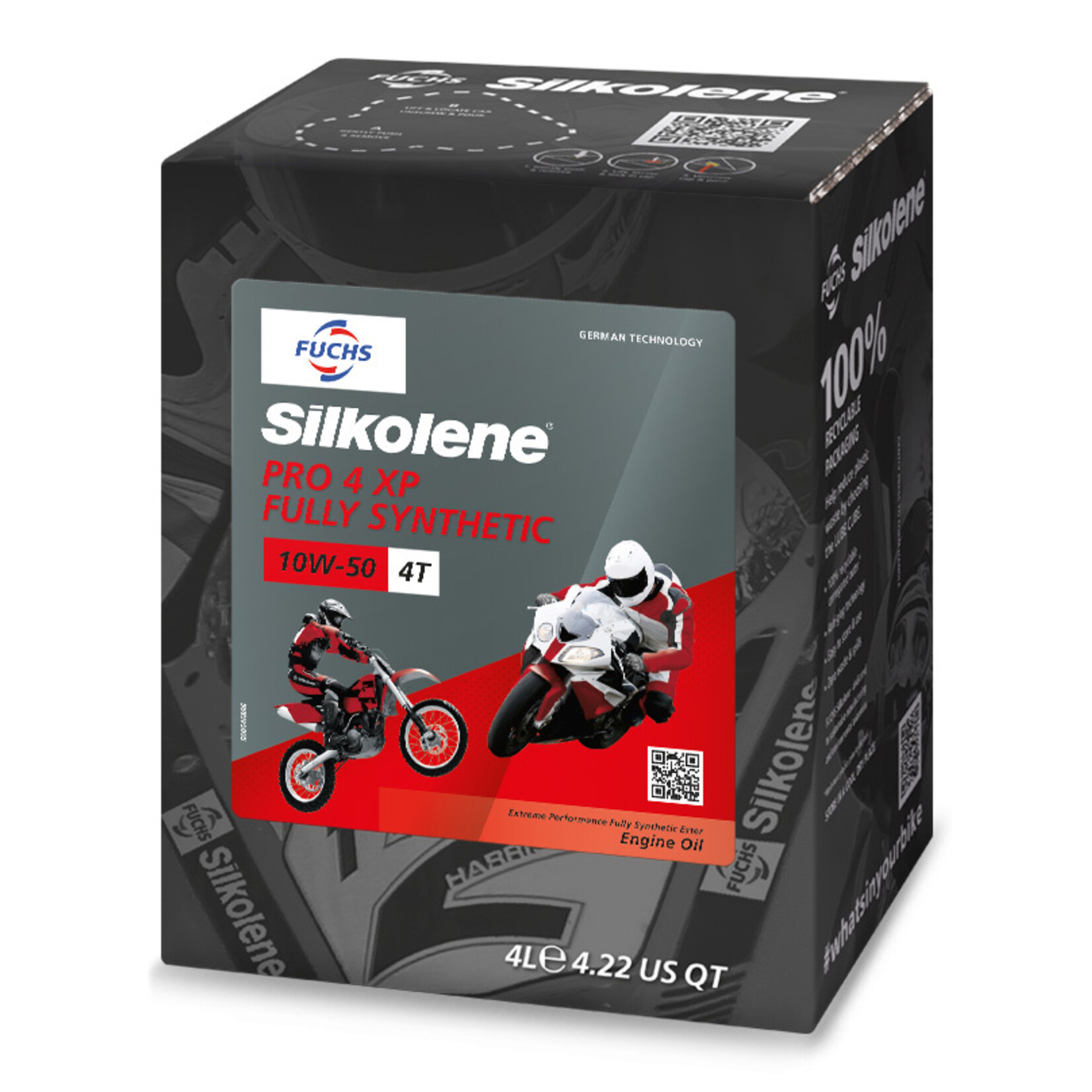 Fuchs Silkolene Pro 4 10W-50 Vol synthetisch viertakt Motorolie 20L