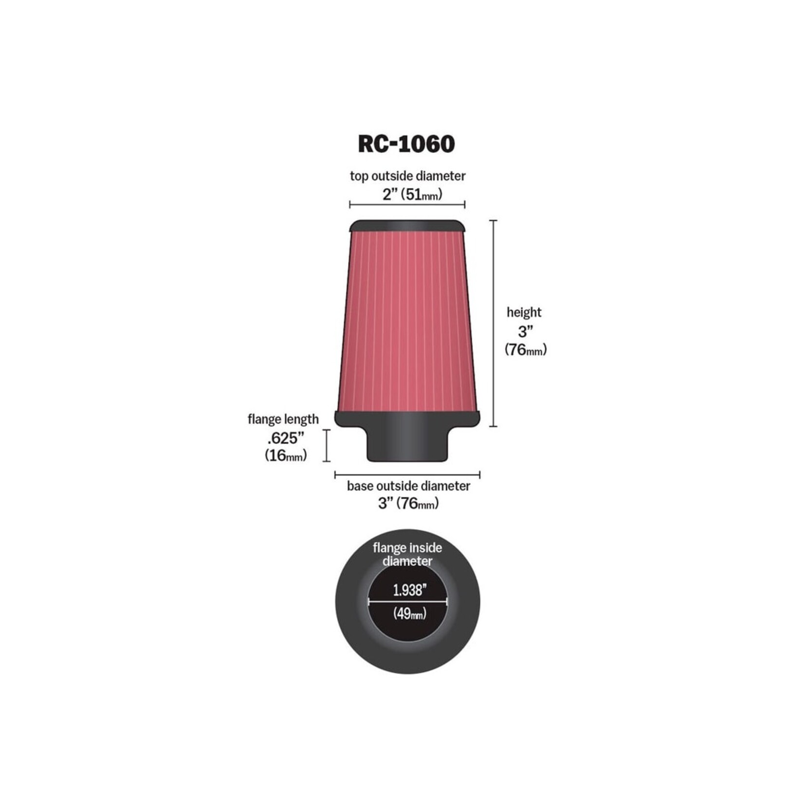 K&N K&N Universele Clamp ON AIR Filter