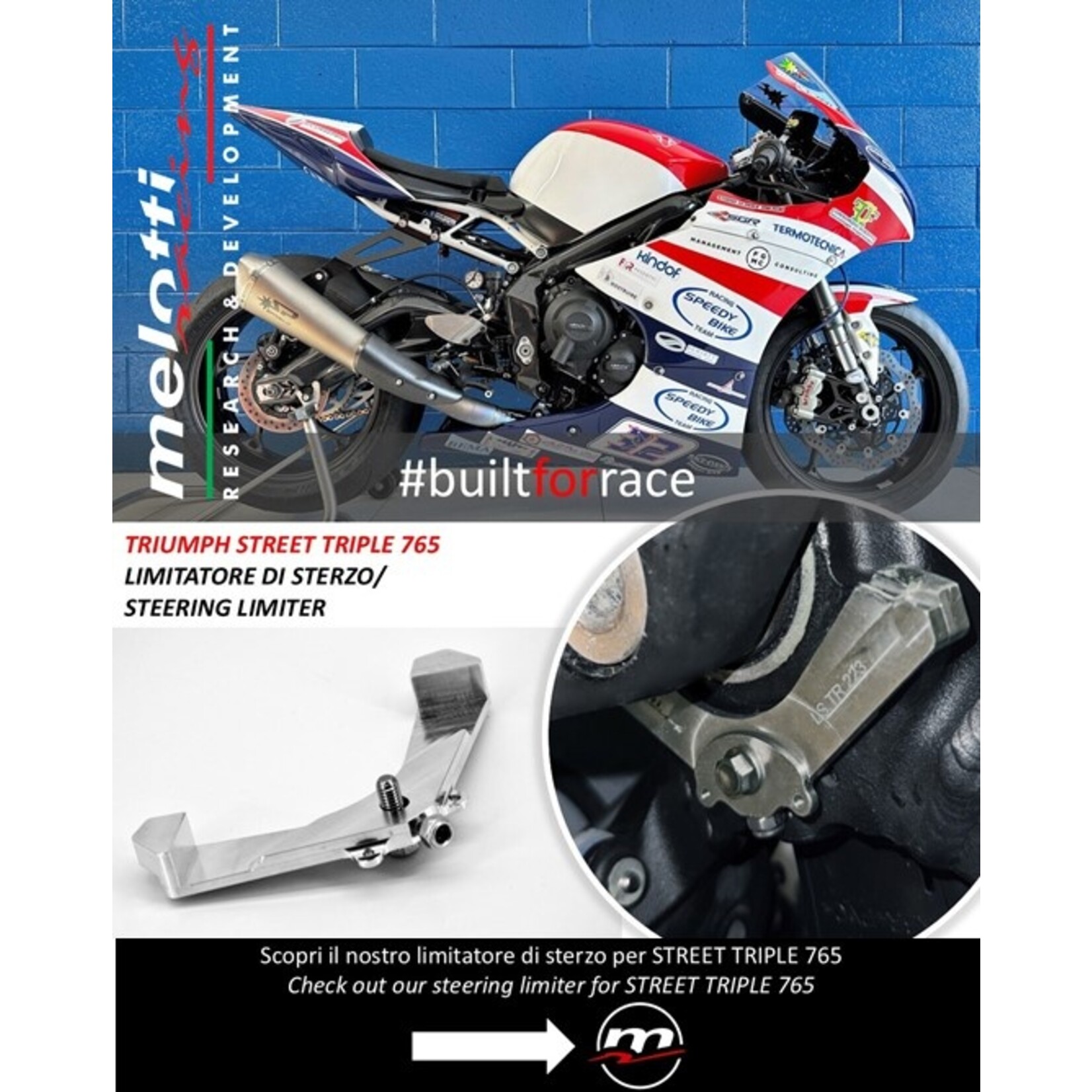 Melotti Racing Melotti Racing Triumph STREET TRIPLE 765 >2017 Stuuruitslag begrenzer