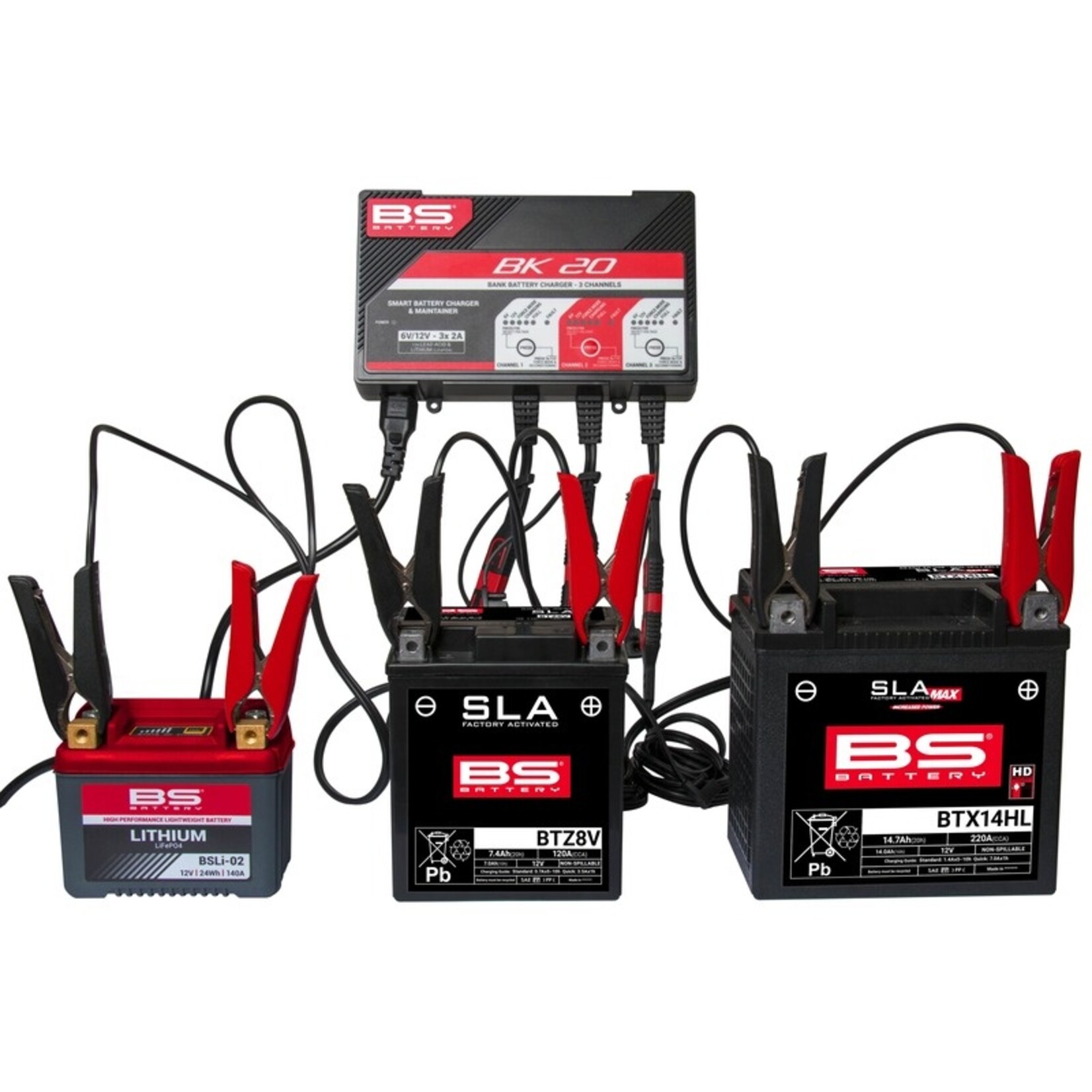 BS BATTERY BK20 Smart Battery Charger -6V/12V 3x2A