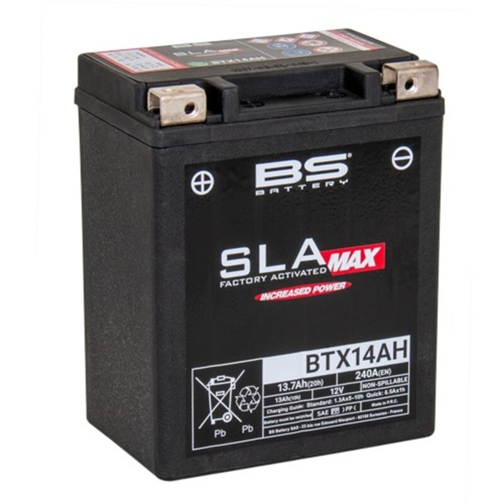 BS BATTERY SLA Max Accu Onderhoudsvrij af-fabriek geactiveerd - BTX14AH MAX FA