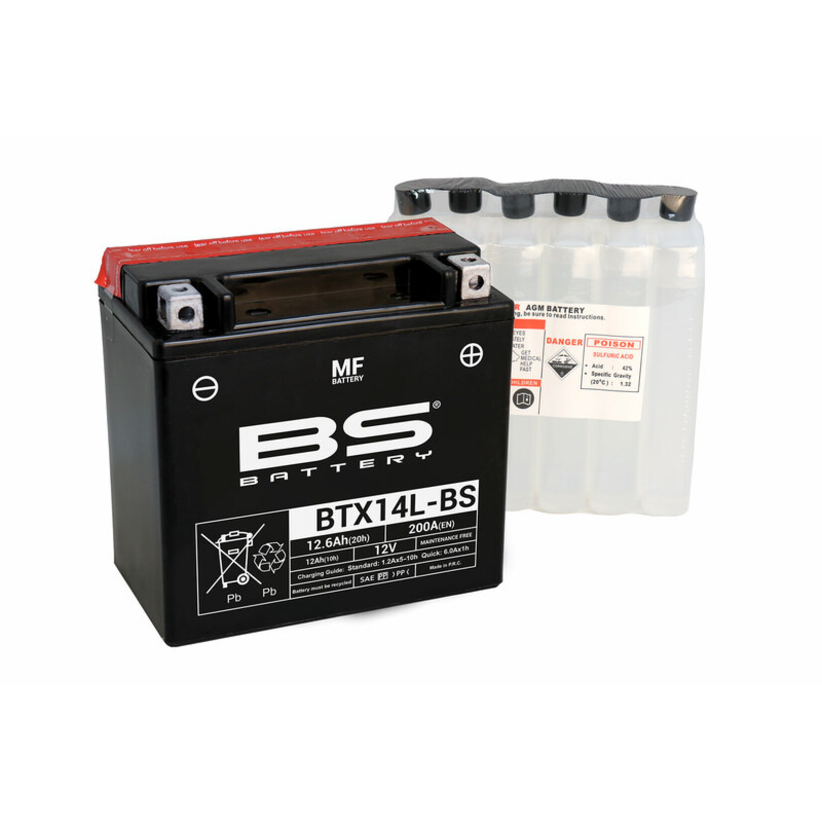 BS BATTERY Accu BTX14L-BS onderhoudsvrij met zuurpakket