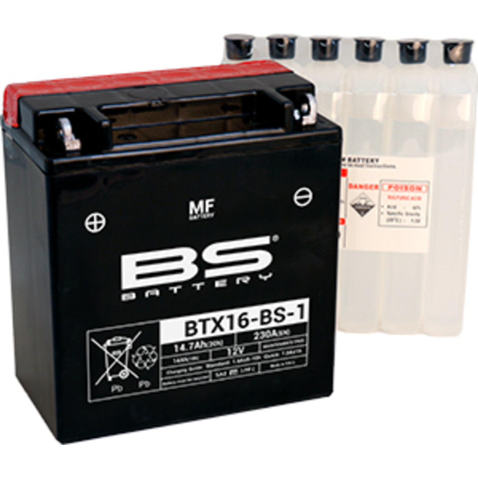BS BATTERY Accu BTX16-BS-1 onderhoudsvrij met zuurpakket