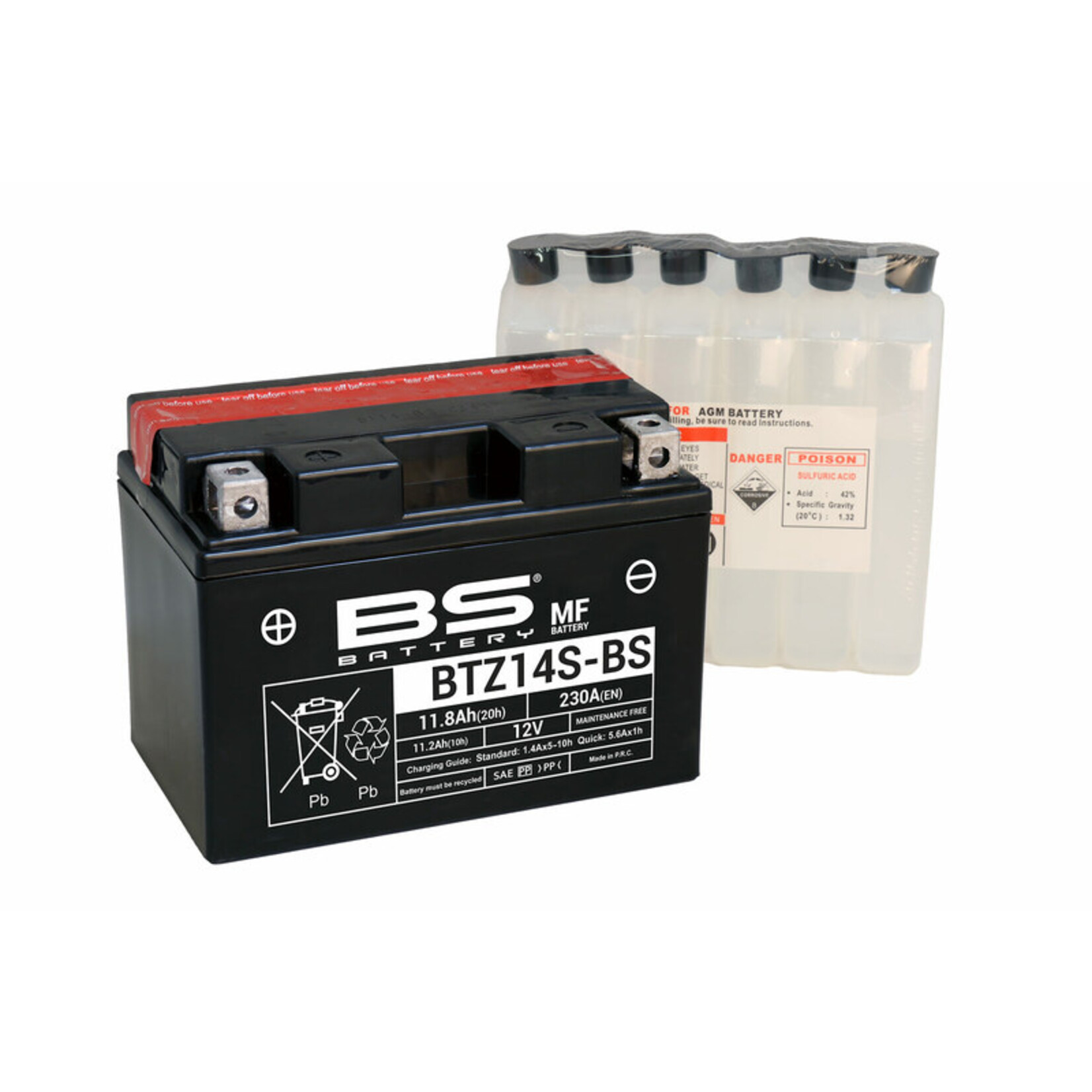 BS BATTERY Accu Onderhoudsvrij met zuurpakket - BTZ14S-BS