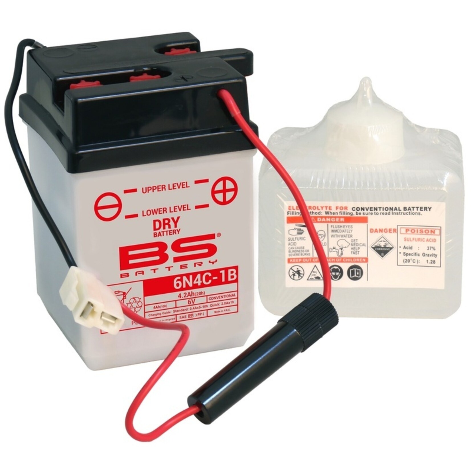 BS BATTERY Accu Conventioneel met zuurpakket - 6N4C-1B