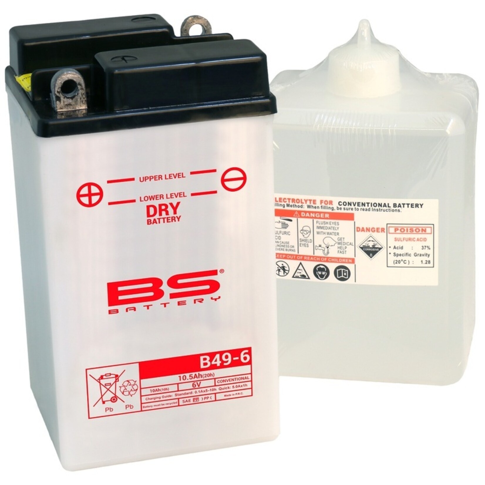 BS BATTERY Accu Conventioneel met zuurpakket - B49-6