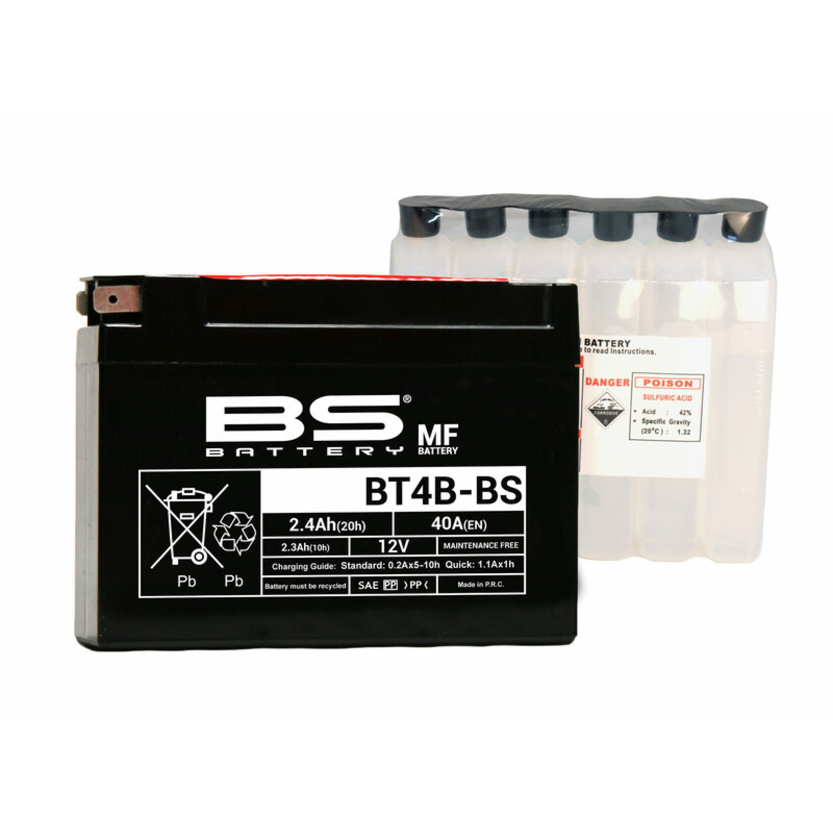 BS BATTERY Accu Onderhoudsvrij met zuurpakket - BT4B-BS