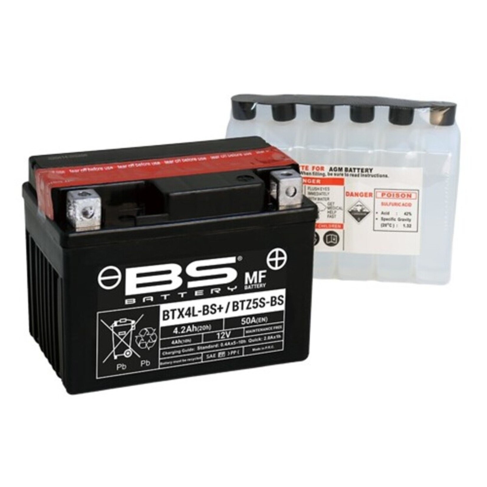 BS BATTERY Accu Onderhoudsvrij met zuurpakket - BTX4L-BS+ / BTZ5S-BS