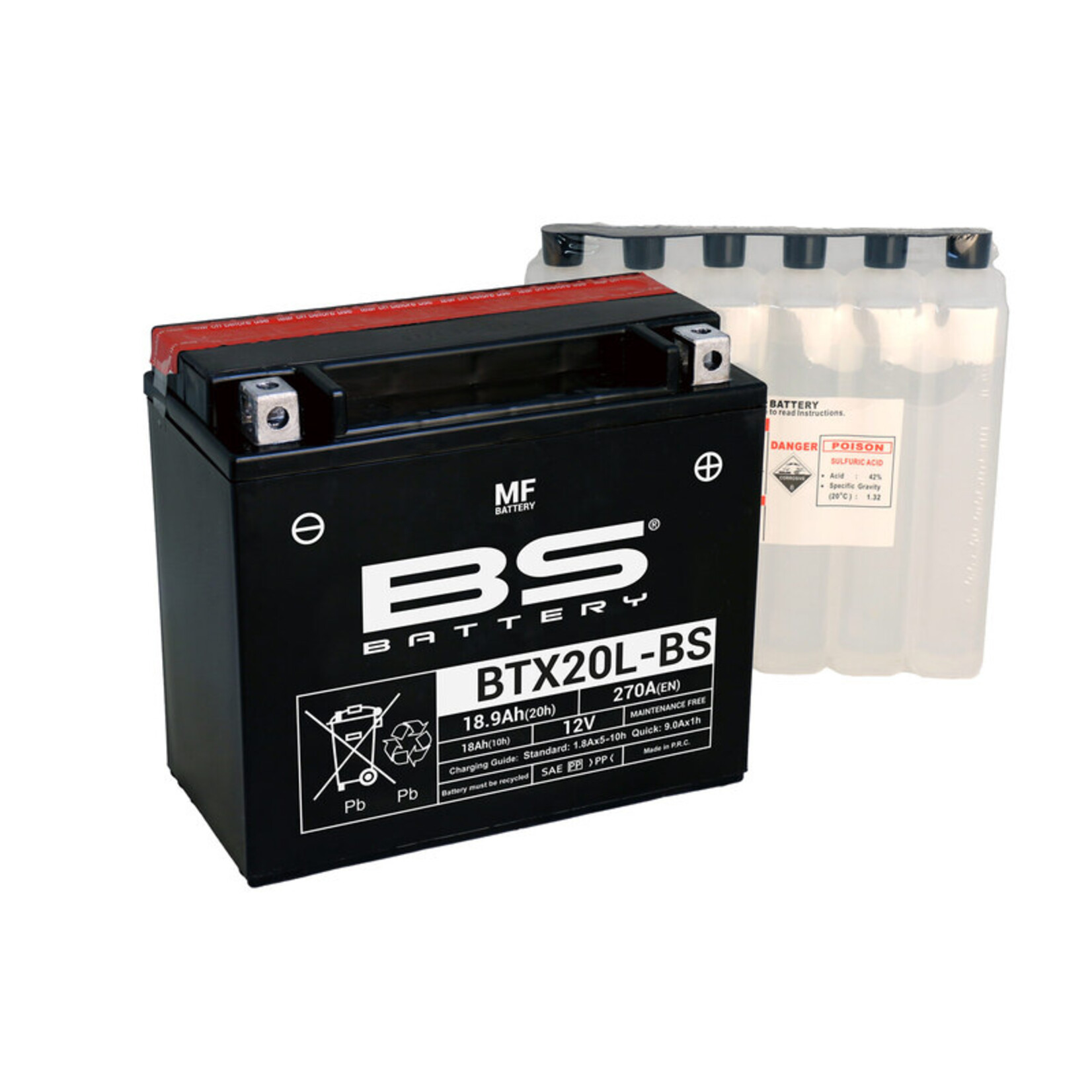 BS BATTERY Accu Onderhoudsvrij met zuurpakket - BTX20L-BS