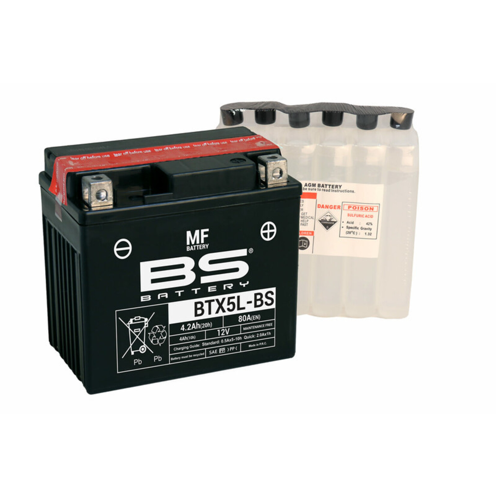 BS BATTERY Accu Onderhoudsvrij met zuurpakket - BTX5L-BS